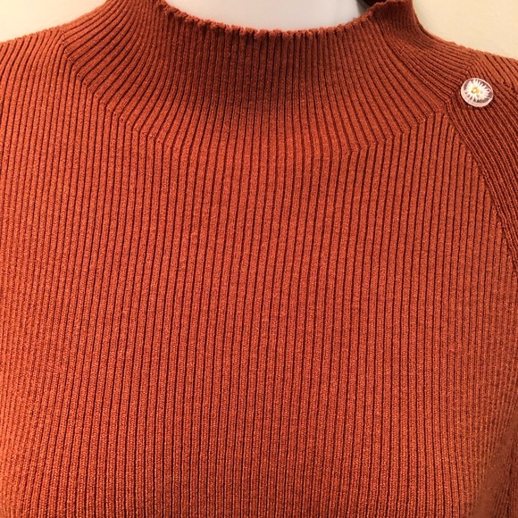 NWOT Rust color maxi sweater dress w daisy buttons sz Large - Picture 3 of 5